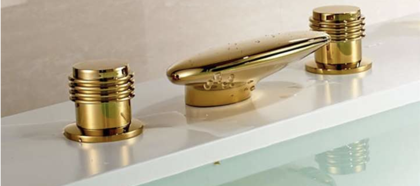 Fontana Waterfall Bathroom Bathtub Gold Finish Dual Handle Bathroom Faucet